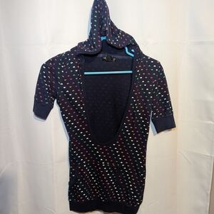 Self Esteem Navy V-Neck Sweater with Colorful Dots